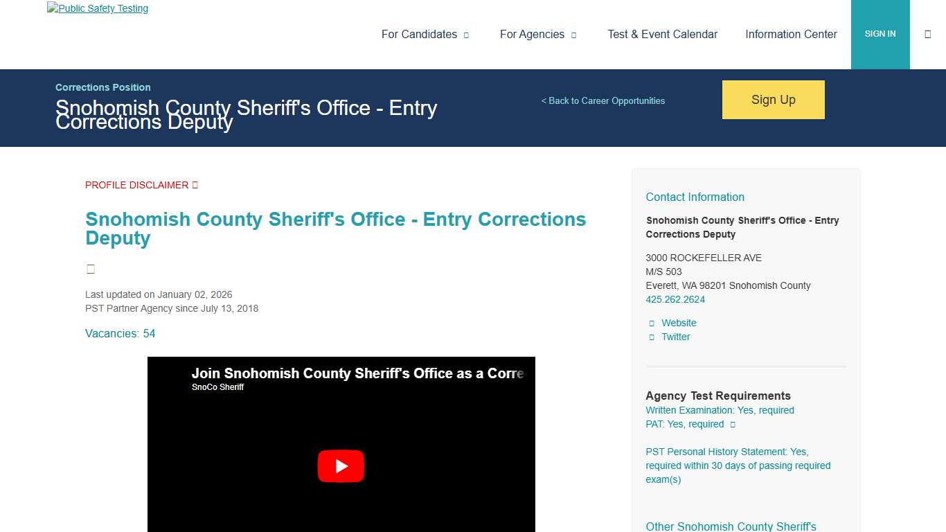 Public Safety Testing - Snohomish County Sheriff's Office - Entry Corrections Deputy