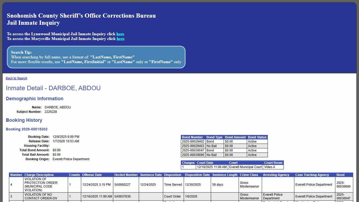 Inmate Detail - DARBOE, ABDOU